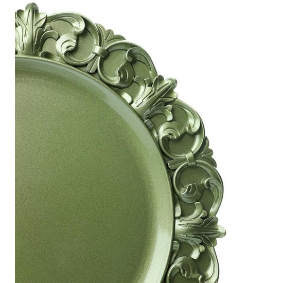Sousplat 35cm Arabesco Em Plástico Verde